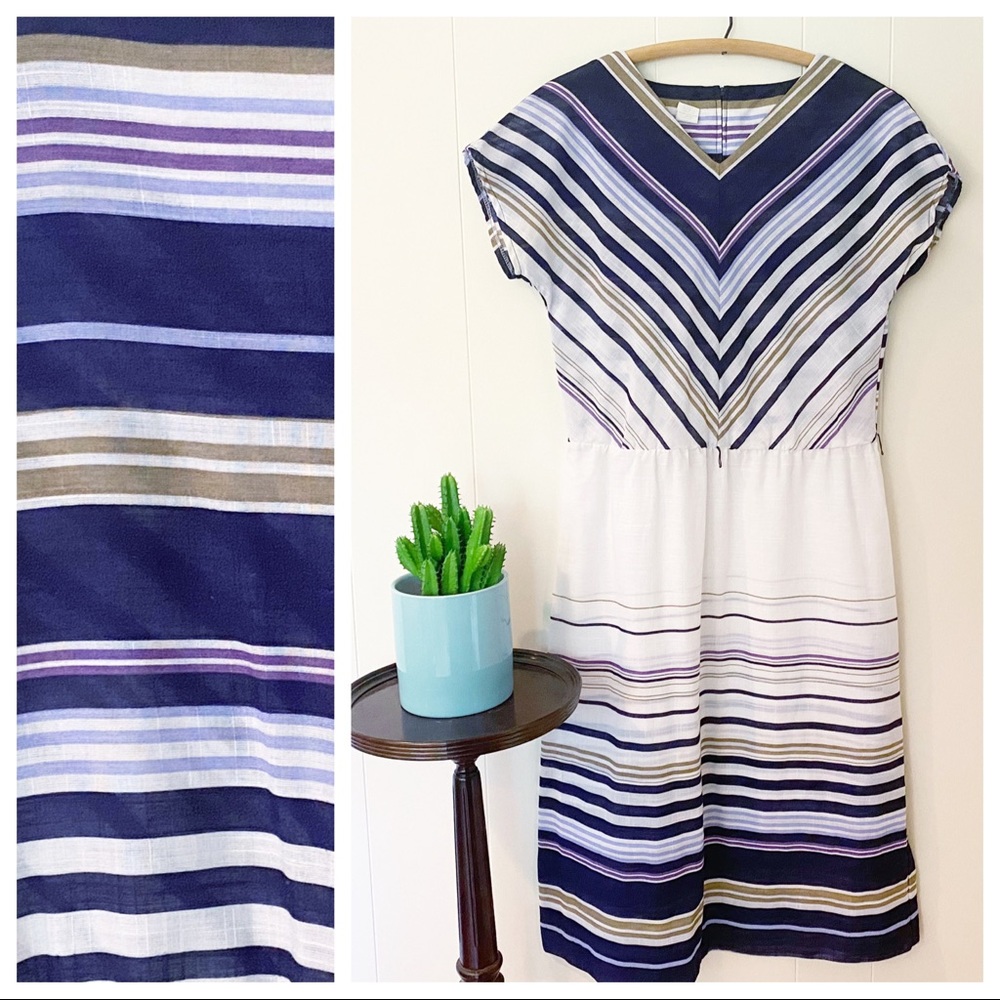 ❌SOLD❌ Vintage 70s Chevron Bodice Striped Sundress